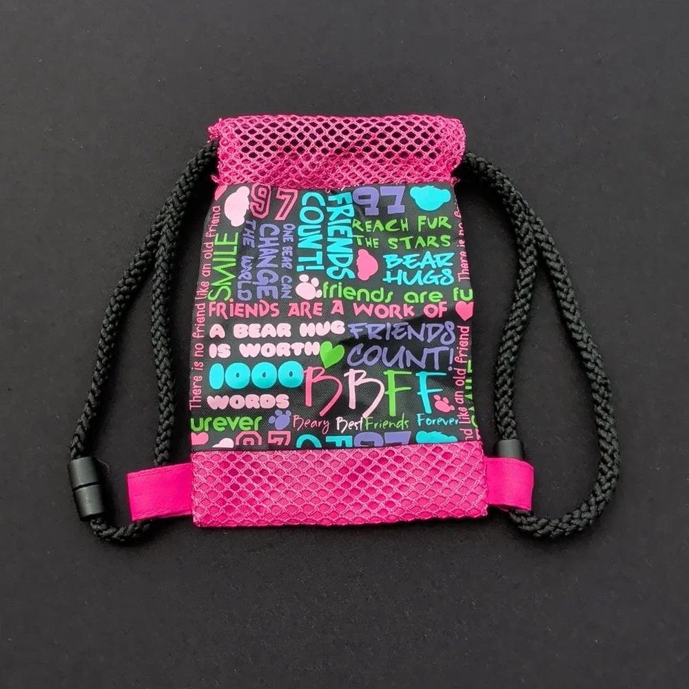 Build A Bear‎ Pink Friend Drawstring Cinch Bag Backpack Tote Accessory BABW